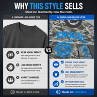 T-shirts pour hommes de mode streetwear, coupe et couture personnalisées, gris camouflage, manches raglan, grammage lourd, coupe oversize, impression sérigraphique