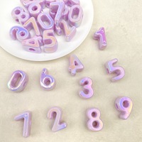Perles numériques en acrylique macaron plaqué UV à grand trou, chiffres 0-9, perles lâches pour accessoires de bijoux, porte-clés et cordons de téléphone DIY