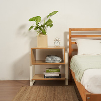 Table de chevet design moderne ODM/OEM Taïwan, bois et métal, mobilier de chambre à coucher, 45x60x60cm, blanc/noir/Personnalisé