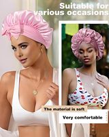 Bonnet de nuit en satin pour femme, grand format, double couche, toucher soyeux, design élégant, avec logo – Vente en gros