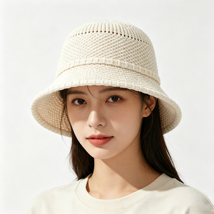 Chapeau Bob Femme en Tricot Creux Respirant et Doux, Casquette de Pêcheur au Crochet Légère pour l'Été et les Activités Quotidiennes en Extérieur - Product Image 1