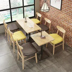2024壁に沿ったハイエンドの商業レストラン家具ソファブースビストロショップ用テーブル付き無垢材ダイニングチェア