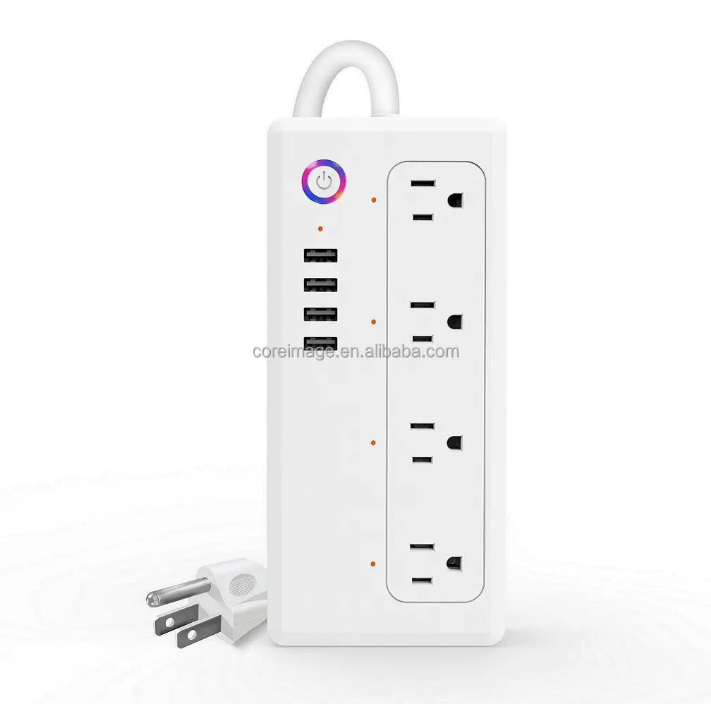 Presa ciabatta intelligente Tuya Wifi 16A 4 prese usa e 4 porte USB presa di prolunga elettrica multipla