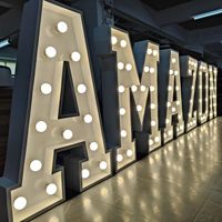 Letras de Marquesina con Retroiluminación 3D, Letras Grandes para Letreros, Número de Casa Grande de Madera con Bombillas