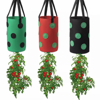 3 pots de culture en feutre écologiques et durables à suspendre au mur pour la culture de fraises, avec poignées pour la maison