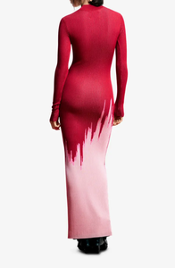 <span class=keywords><strong>Robe</strong></span> <span class=keywords><strong>longue</strong></span> maxi côtelée en maille dégradé rouge rose pour femme, col roulé, manches longues, style pull moulant - Product Image 3
