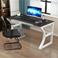 AILICHEN Bureau d'ordinateur élargi et renforcé bureau à domicile bureau simple cadre blanc + noir