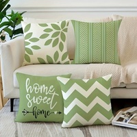 Housse de coussin décorative géométrique à feuilles vertes Kongyu Home Textiles pour salon, canapé, chaise