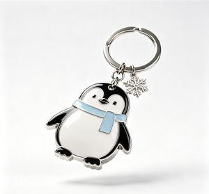 Custom Penguin Enamel Metal Key Chain Zinc Alloy Cartoon Keyring Winter Promotional Gift - Product Image 2