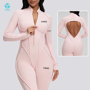 Đồ tập liền thân One Piece không lưng, kiểu dáng thể thao, thoáng khí, có khóa kéo phía trước, bộ jumpsuit tập gym, tập thể dục, yoga nữ - Product Image 1