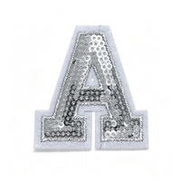 Étiquettes décoratives en sequins brodés avec des lettres de l'alphabet, en stock, pour vêtements, chapeaux, sacs