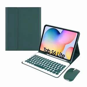 Casing Keyboard SM-P615 SM-P610, Sarung Penutup Tablet Kulit PU Mouse Nirkabel untuk Samsung Galaxy Tab S6 Lite 10.4 P610 P615