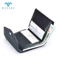Dompet Pria MEYSHE Kulit Asli Berkualitas Tinggi Harga Pabrik Custom, 3 Lipat, RFID Blocking, dengan Tombol