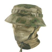 Topi Bucket Outdoor Unisex Eropa Amerika, Bahan Polyester 100%, Jaring Taktis, Bernapas, Cepat Kering, Pelindung Sinar Matahari, untuk Musim Panas