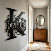 Panneau mural personnalisé en métal avec monogramme, initiales diagonales, pour la décoration d'entrée ou de couloir