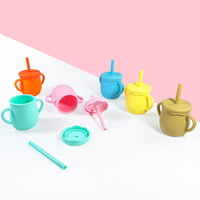 Gobelet pour tout-petits de 180 ml avec bouchon à paille, en silicone de qualité alimentaire, résistant aux chutes, compatible lave-vaisselle et micro-ondes, réutilisable, sans BPA, fournitures quotidiennes