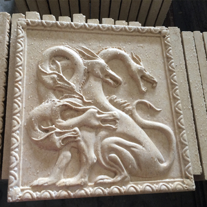 Hoa Đá Sa Thạch Vàng Khắc Đá Điêu Khắc Tường - Product Image 5