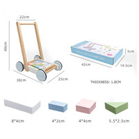 Vente en gros de jouets à pousser multifonctionnels écologiques, blocs en bois, trotteur pour bébé, poussette à pousser pour bébé