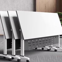 Table Pliante Longue de Bureau de Formation, Bureau Mobile Modulaire, Table de Conférence Portable, Bureau d'Étude et de Formation avec Roues et Tiroir