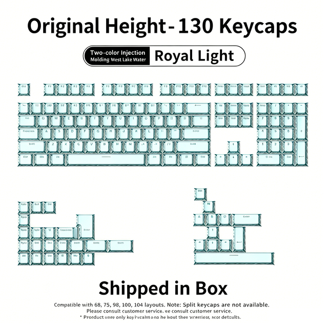 ZORNHER New Keycaps West Royal Light OEM Profile PBT 130 Keycaps Hollow Cutout Design Universal Compatibility for Cross-Switch