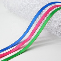 Bas quantité minimale de commande 1cm ruban de bord doré 100% Polyester écologique 10mm largeur Satin coloré pour boîte-cadeau coiffure vêtements accessoires