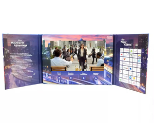 Motion promotionnelle Hd <span class=keywords><strong>Fold</strong></span> Cover Livre vidéo Lecteur d'écran Lcd Couverture souple Brochure vidéo de 10 pouces Brochure à trois volets - Product Image 1