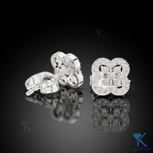 Lab Grown Diamond Quatrefoil <b>Stud</b> Earrings 4 Stone Cluster Pave Halo 14K 18K Solid Gold Fine Women Jewelry Anniversary Gift - Product Image 2