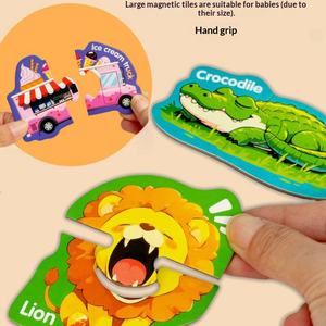 3 ソフトペーパーアルファベット数字認知冷蔵庫マグネットパズル子供の教育玩具就学前の描画ボード 18x10x4cm - Product Image 2