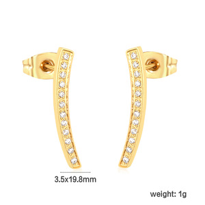 Geometric <b>Stud</b> <b>Earrings</b> Gold Plated Diamond Channel Setting Everyday Wear Women's Fashion Jewelry - Product Image 4