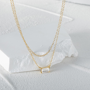 CANNER Nouvelle Tendance Collier Ras du Cou Double Chaîne pour Femme en Argent Sterling S925 Style Ins avec Pendentif Carré Empilé en Zircon Cubique - Product Image 2