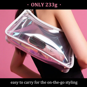 Peigne Lisseur Portable Sans Fil Chauffant avec Dents en Acier Inoxydable Noir+Blanc et Poignée en Plastique Durable pour - Product Image 4