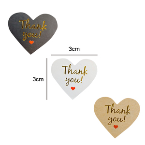 100 Pcs/lot Thank <span class=keywords><strong>you</strong></span> Red Heart design Hot Stamping Kraft Paper Labels - Product Image 5