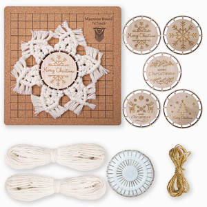 Prêt Stock artisanat <span class=keywords><strong>macramé</strong></span> <span class=keywords><strong>Kit</strong></span> de suspension <span class=keywords><strong>pour</strong></span> débutants arbre de noël déco bricolage cercle conseil en bois <span class=keywords><strong>macramé</strong></span> ornement cordon ensemble - Product Image 1