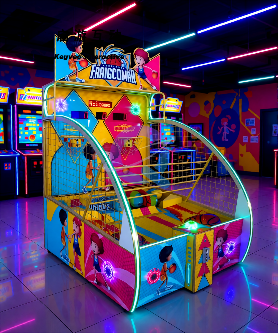 Coin Operated Kids Basketball Vending Machine | LED Light Commercial Hoop Game High-Score Display for Amusement Park Game Center
