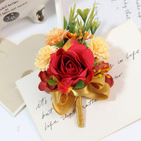 AYOYO OEM personnalisé garçons d'honneur corsage fleur satin ruban cadeau décoration fleur roses pour mariage
