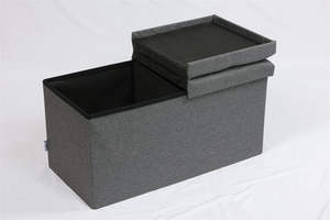 Bailey Fournisseur de meubles Faux cuir MDF pouf noir pliant pouf de rangement pour chambres à coucher - Product Image 6