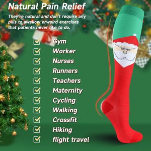 Tùy Chỉnh Bán Buôn Thời Trang Unisex Mô Hình Giáng Sinh Thoải Mái Vớ Cotton Thoáng Khí Đầu Gối Cao Thể Thao Nén Vớ - Product Image 2