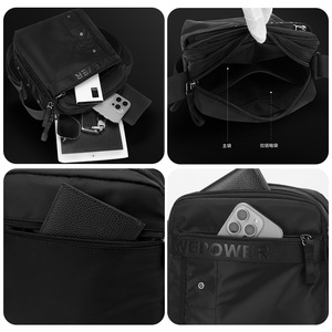 Sac à bandoulière décontracté pour homme avec fermeture éclair, sacoche de téléphone vintage en nylon imperméable et durable pour homme - Product Image 5