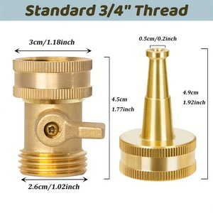 Brass Garden Water Connector 3/4 Inch Threaded Tap Connector With <b>Switch</b> For Irrigation Hose <b>Adapter</b> - Product Image 4