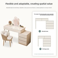 Bureau de toilette moderne en bois avec miroir LED extensible et chaise multifonctionnelle pour hôtel et chambre à coucher