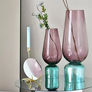 Bixuan непрерывный стеклянный подсвечник ваза оптическая фиолетовая Цветочная композиция ваза зеленый чай держатель света Свадебные центральные части