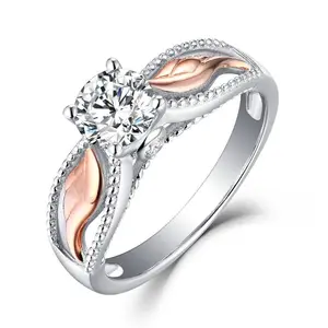 Desain mewah wanita ukuran besar perhiasan cincin modis Rose Gold kubik zirkonia cincin pertunangan