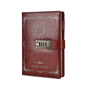 <span class=keywords><strong>Diario</strong></span> de cuero con bloqueo de constelación A5 B6 personalizable, <span class=keywords><strong>diario</strong></span> de escritura con <span class=keywords><strong>sol</strong></span> y luna, forrado de papel, Vintage, combinaciones de contraseña, cuadernos - Product Image 1