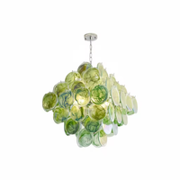 Lampes suspendues en verre coloré de style français, en fer forgé de haute qualité, blanc/rouge/orange/bleu/vert, pour salon, bar, restaurant, maison