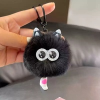 Porte-clés en peluche chat imitation fourrure de renard et de raton laveur 9 cm, mignon, pour voiture, promotion, petit cadeau