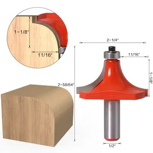 2pcs 1/2柄R圆形钻头和卷边槽刳刨机钻头木质刳刨机钻头