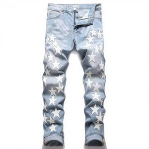 <span class=keywords><strong>Pantaloni</strong></span> Jeans Amiry da <span class=keywords><strong>Uomo</strong></span> Slim Straight Elasticizzati Comfort con Strappi sulle Ginocchia Casual in Denim di Alta Qualità - Product Image 4