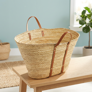 Natural <b>Baskets</b> Handmade Straw <b>Basket</b> Two Handles Minimalist Design Open Top Storage Bucket for Home Decoration Straw Lining - Product Image 2