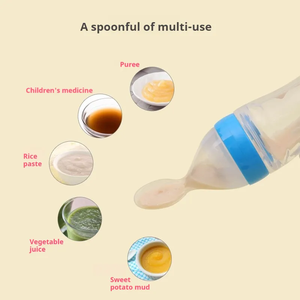Stocks d'usine, sucettes pour bébés en silicone de qualité alimentaire, ensembles de sucettes pour bébés, <span class=keywords><strong>biberon</strong></span> à presser en silicone avec cuillère pour enfants - Product Image 4