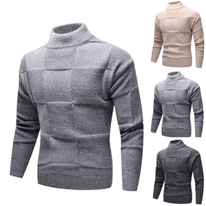 Pull à col haut pour homme pour l'automne/hiver, tendance, polyvalent, respirant, anti-rides, en maille, avec matière nylon/coton - Product Image 1